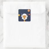 Astronaut Giraffe met Space Helmet Clipart Vierkante Sticker (Tas)