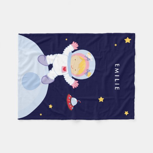 Astronaut Girl Fleece Deken (Voorkant (Horizontaal))