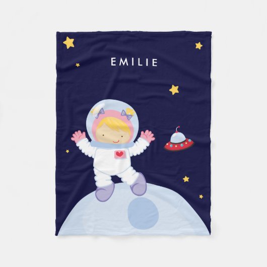 Astronaut Girl Fleece Deken (Voorkant)