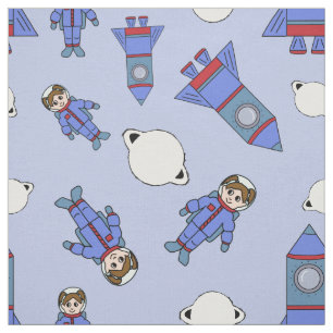 Astronaut Girl in Space Blue en Red Stof