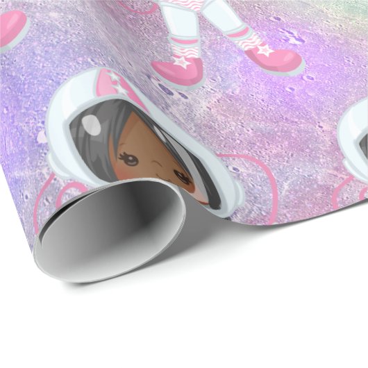 Astronaut girl Outer Space Cadeaupapier (Rol Hoek)