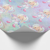 Astronaut girl Outer Space Cadeaupapier (Hoek)