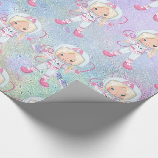 Astronaut girl Outer Space Cadeaupapier (Hoek)
