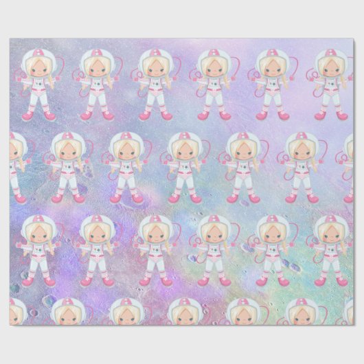 Astronaut girl Outer Space Cadeaupapier (Vlak)