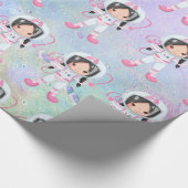 Astronaut girl Outer Space Cadeaupapier (Hoek)