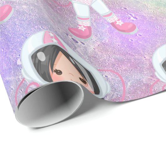 Astronaut girl Outer Space Cadeaupapier (Rol Hoek)