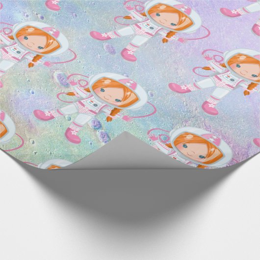 Astronaut girl Outer Space Cadeaupapier (Hoek)