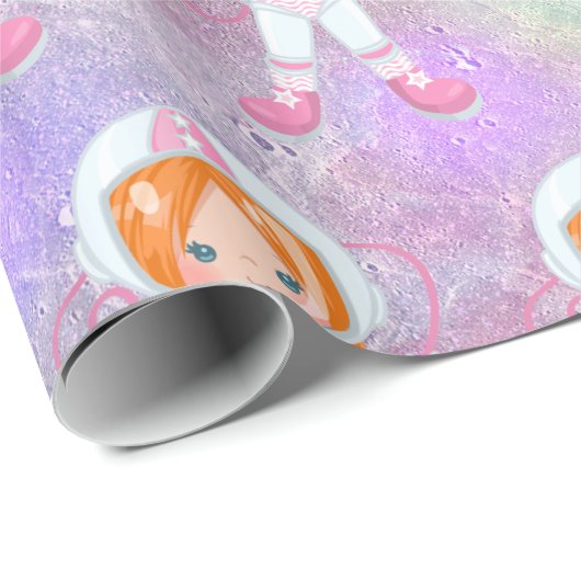 Astronaut girl Outer Space Cadeaupapier (Rol Hoek)