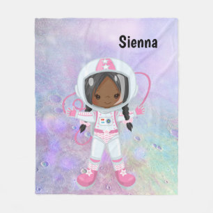 Astronaut girl Outer Space Fleece Deken