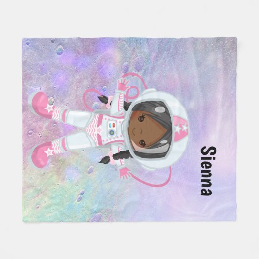 Astronaut girl Outer Space Fleece Deken (Voorkant (Horizontaal))