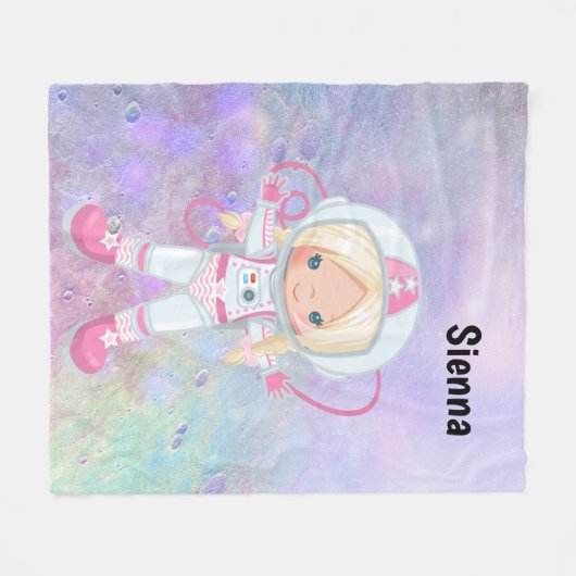 Astronaut girl Outer Space Fleece Deken (Voorkant (Horizontaal))