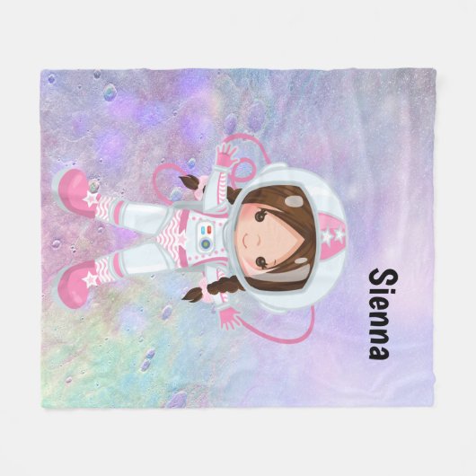 Astronaut girl Outer Space Fleece Deken (Voorkant (Horizontaal))