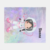 Astronaut girl Outer Space Fleece Deken (Voorkant (Horizontaal))