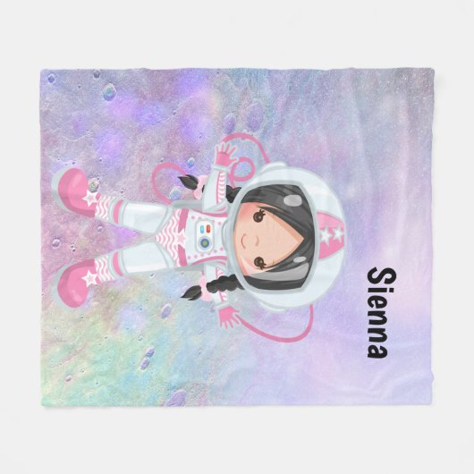 Astronaut girl Outer Space Fleece Deken (Voorkant (Horizontaal))