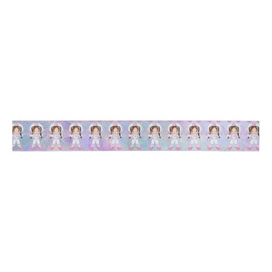 Astronaut girl Outer Space Grosgrain Lint (Voorkant)