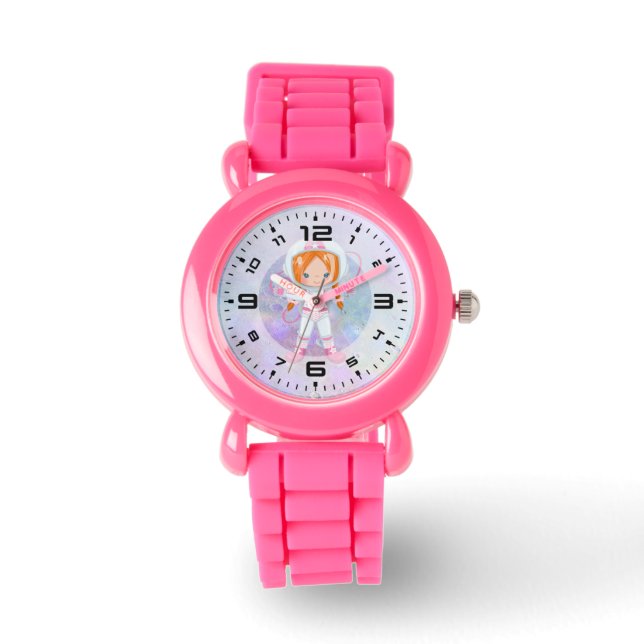 Astronaut girl Outer Space Horloge (Voorkant)