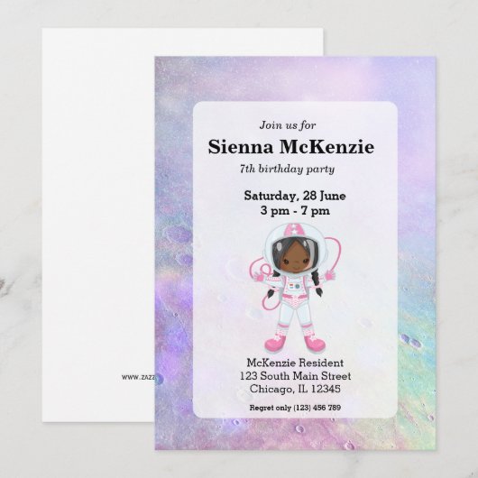 Astronaut girl Outer Space Kaart (Voorkant / Achterkant)