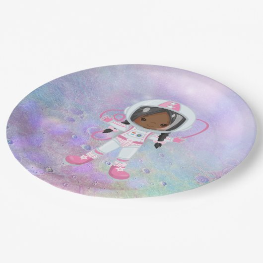 Astronaut girl Outer Space Papieren Bordje (Gekanteld)