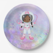 Astronaut girl Outer Space Papieren Bordje (Voorkant)