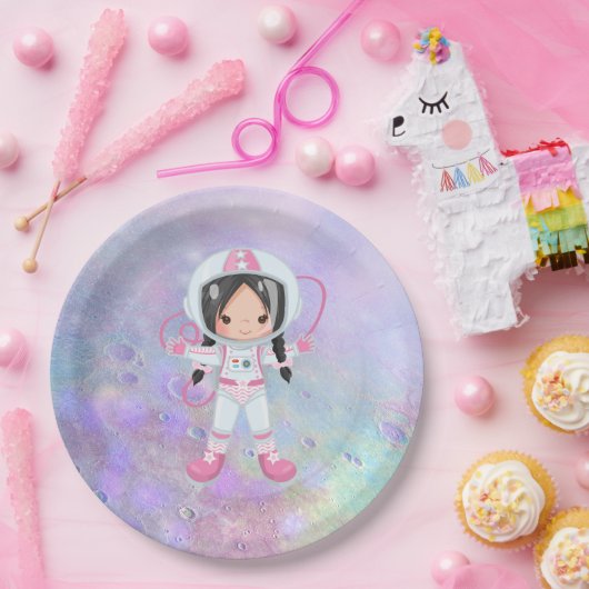 Astronaut girl Outer Space Papieren Bordje (Feest)