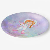 Astronaut girl Outer Space Papieren Bordje (Gekanteld)