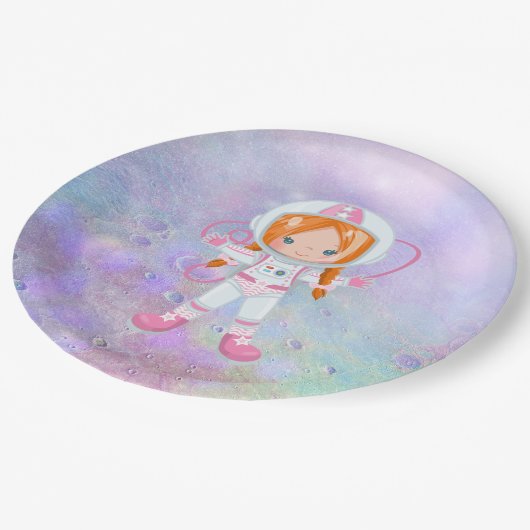 Astronaut girl Outer Space Papieren Bordje (Gekanteld)