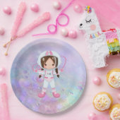 Astronaut girl Outer Space Papieren Bordje (Feest)
