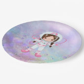 Astronaut girl Outer Space Papieren Bordje (Gekanteld)