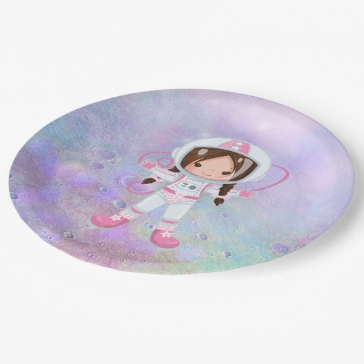 Astronaut girl Outer Space Papieren Bordje (Gekanteld)