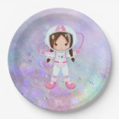 Astronaut girl Outer Space Papieren Bordje (Voorkant)