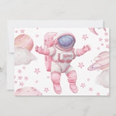 Astronaut Girl Photo 1st Birthday Invite Kaart (Achterkant)