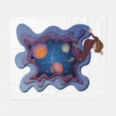 Astronaut Girl Space Gazing Fleece Deken (Voorkant (Horizontaal))