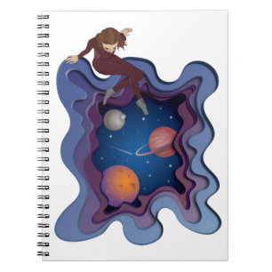 Astronaut Girl Space Gazing Notitieboek