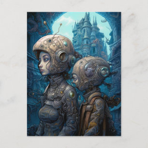 Astronaut Girls Surreal Science Fiction Briefkaart