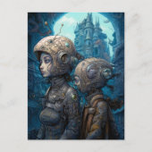 Astronaut Girls Surreal Science Fiction Briefkaart (Voorkant)