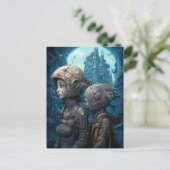 Astronaut Girls Surreal Science Fiction Briefkaart (Staand voorkant)