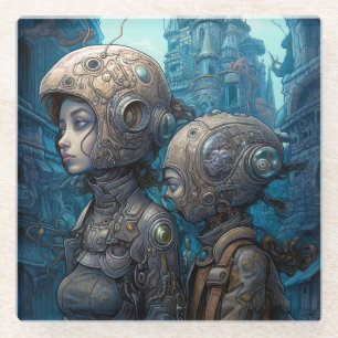 Astronaut Girls Surreal Science Fiction Glazen Onderzetter