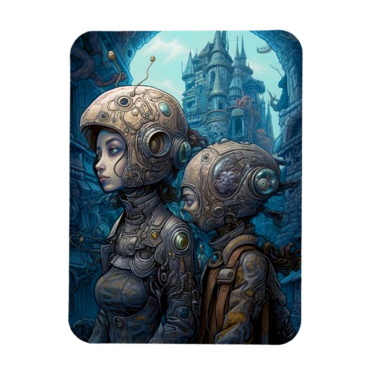 Astronaut Girls Surreal Science Fiction Magneet (Verticaal)