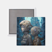 Astronaut Girls Surreal Science Fiction Magneet (Voorkant / Achterkant)