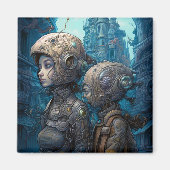 Astronaut Girls Surreal Science Fiction Magneet (Voorkant)
