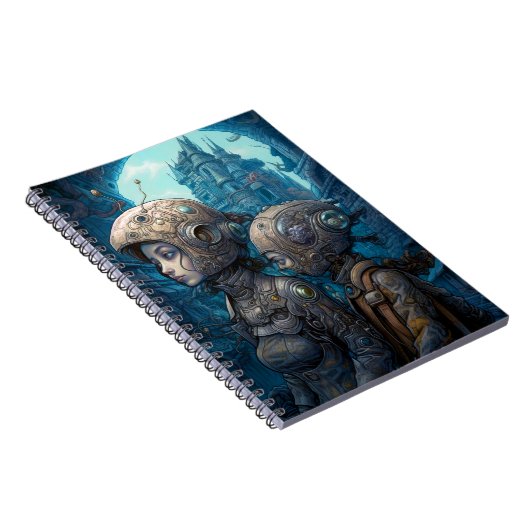 Astronaut Girls Surreal Science Fiction Notitieboek (Rechterzijde)