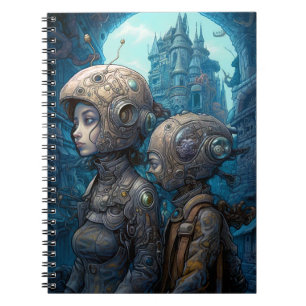 Astronaut Girls Surreal Science Fiction Notitieboek