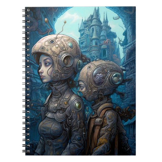 Astronaut Girls Surreal Science Fiction Notitieboek (Voorkant)
