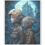 Astronaut Girls Surreal Science Fiction Sticker<br><div class="desc">Fantasy art producten van The Lunarium.</div>