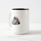 Astronaut Go-Kart Tweekleurige Koffiemok (Voorkant links)