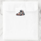 Astronaut Go-Kart Vierkante Sticker (Tas)
