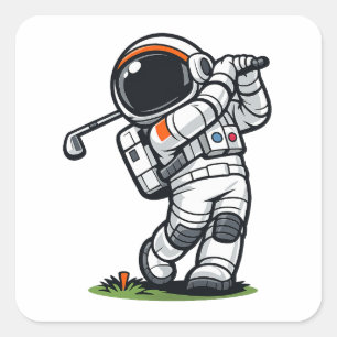 Astronaut Golf Vierkante Sticker