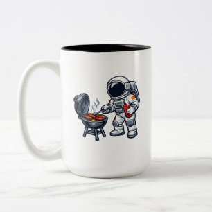 Astronaut Grillen Tweekleurige Koffiemok