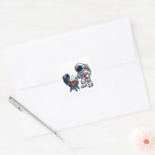 Astronaut Grillen Vierkante Sticker (Envelop)