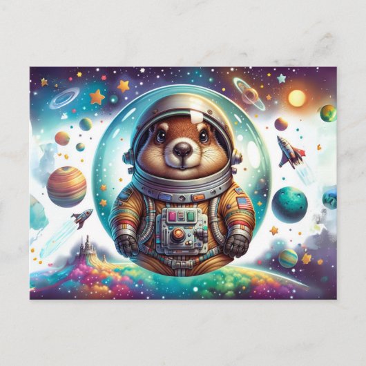 Astronaut Groundhog Briefkaart (Voorkant)